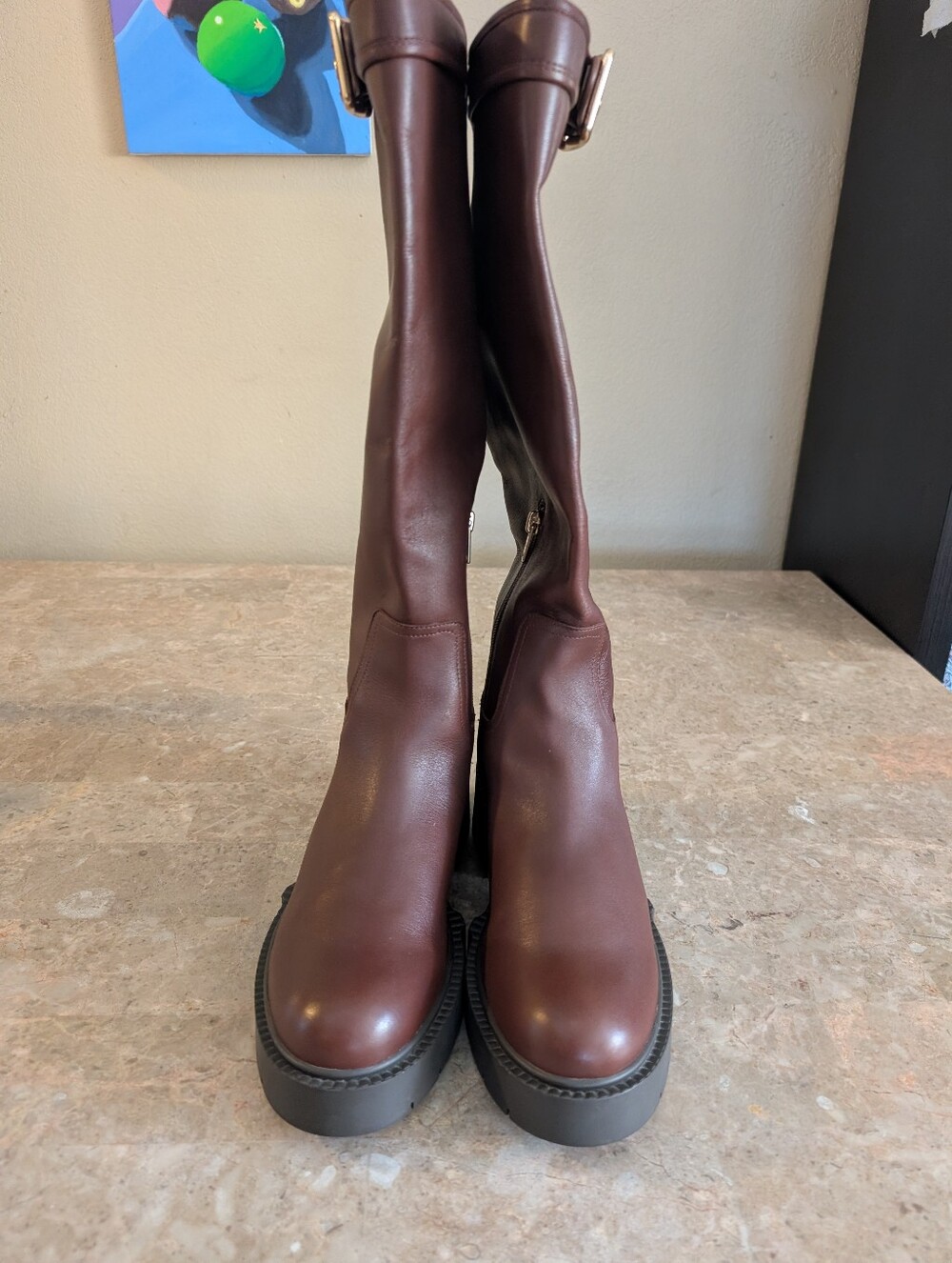 Coach Lili Buckled Leather Boots Walnut Brown #CD153 Women's Size 10B Regular - Picture 2 of 11
